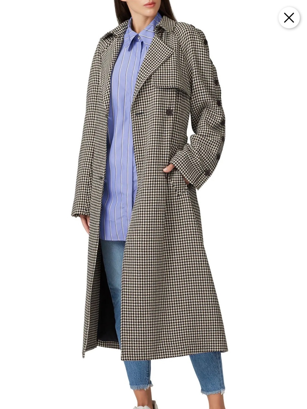 Rokh Houndstooth Button Trench (Belt Missing)